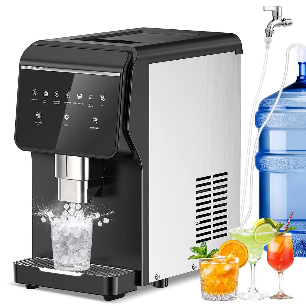 20.08 in. 50 lbs./24H Residential Freestanding Nugget Ice Maker in Stainless Steel with 3-Dispensing Mode,Auto-Cleansing