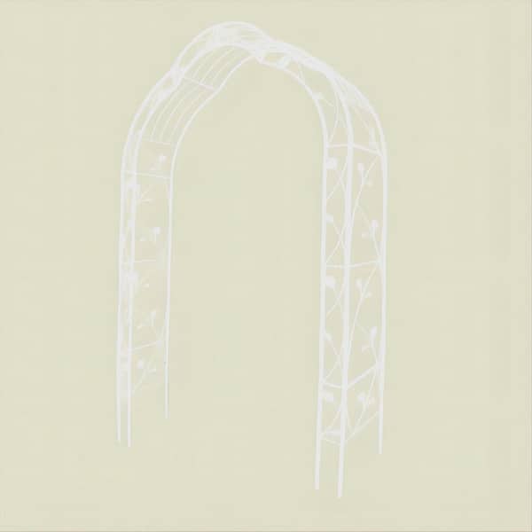 GAWEZA 98.4 in. x 59 in. Iron Garden Arbor in White