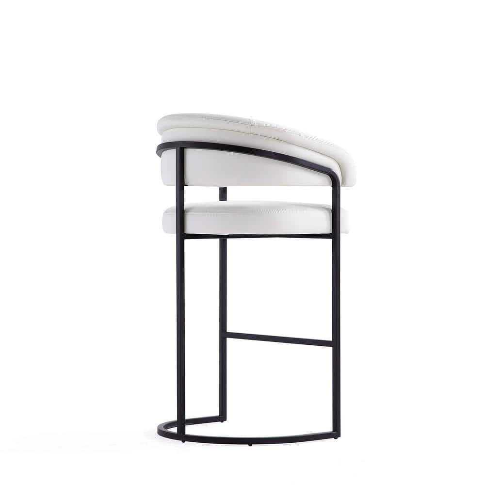 Augusta White Faux Leather Metal Bar Stool with Armrest