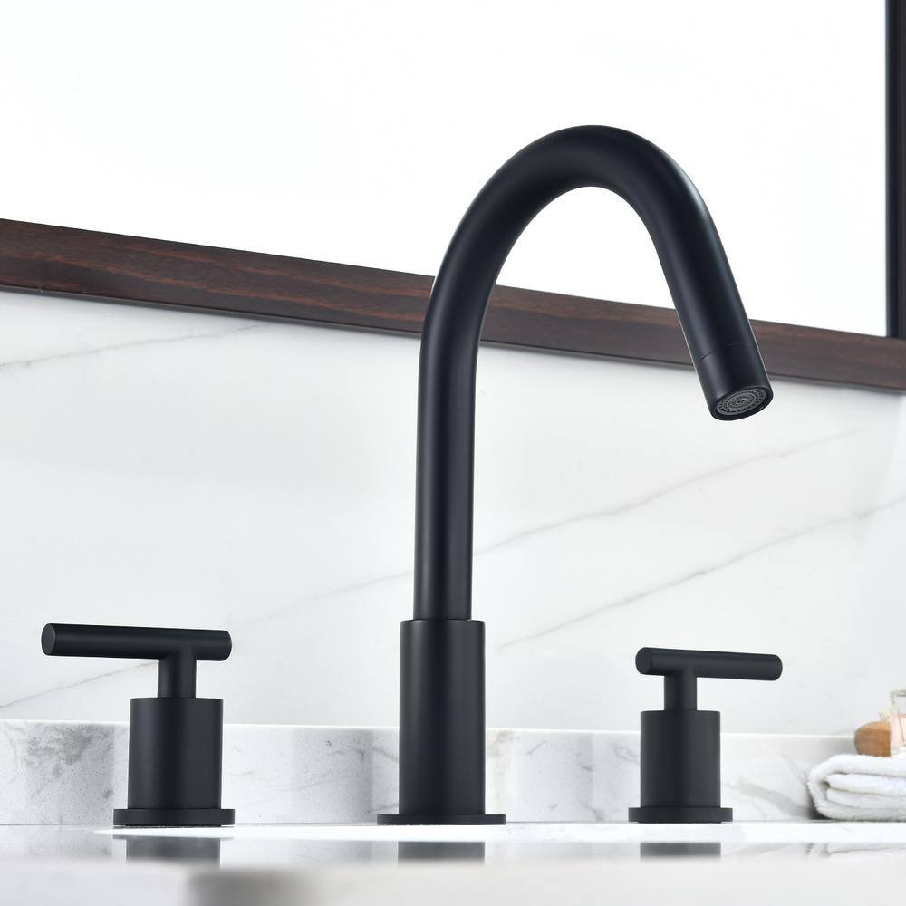 Matte Black Brass Widespread 2-Handle Bathroom Faucet