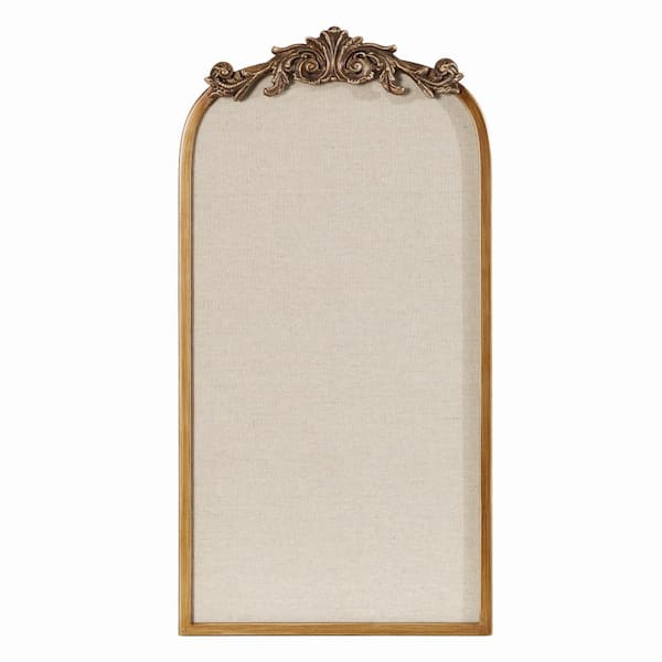 Arendahl 25 in. x 13 in. Gold Metal Framed Fabric Pinboard Memo Board