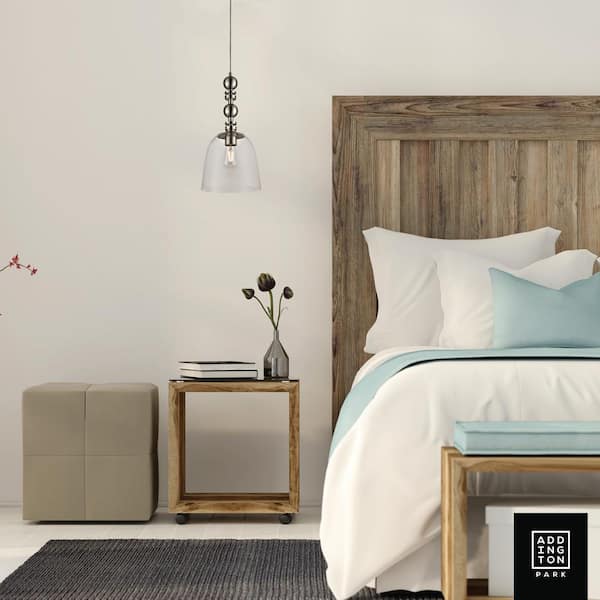 1-Light Brushed Nickel Pendant with Oversized Bead Effect and Clear Glass Shade