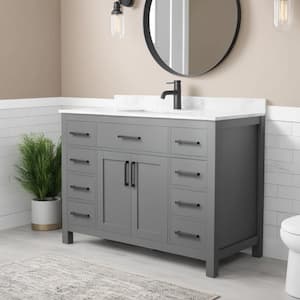 Beckett 48 in. W x 22 in. D x 35 in. H Single Sink Bathroom Vanity in Dark Gray with Carrara Cultured Marble Top