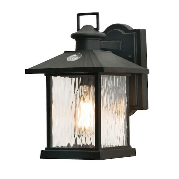 AFX Lennon 1-Light Black Outdoor Wall Lantern Sconce with Clear Glass Shade