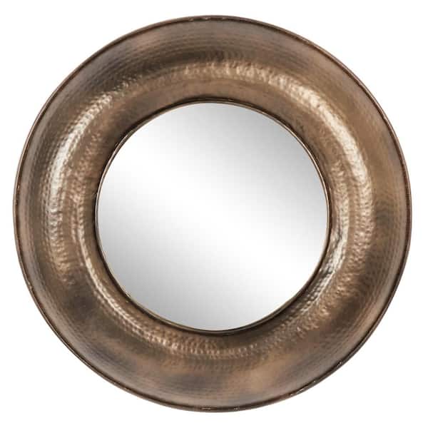 Litton Lane 32 in. x 32 in. Bronze Metal Modern Round Wall Mirror