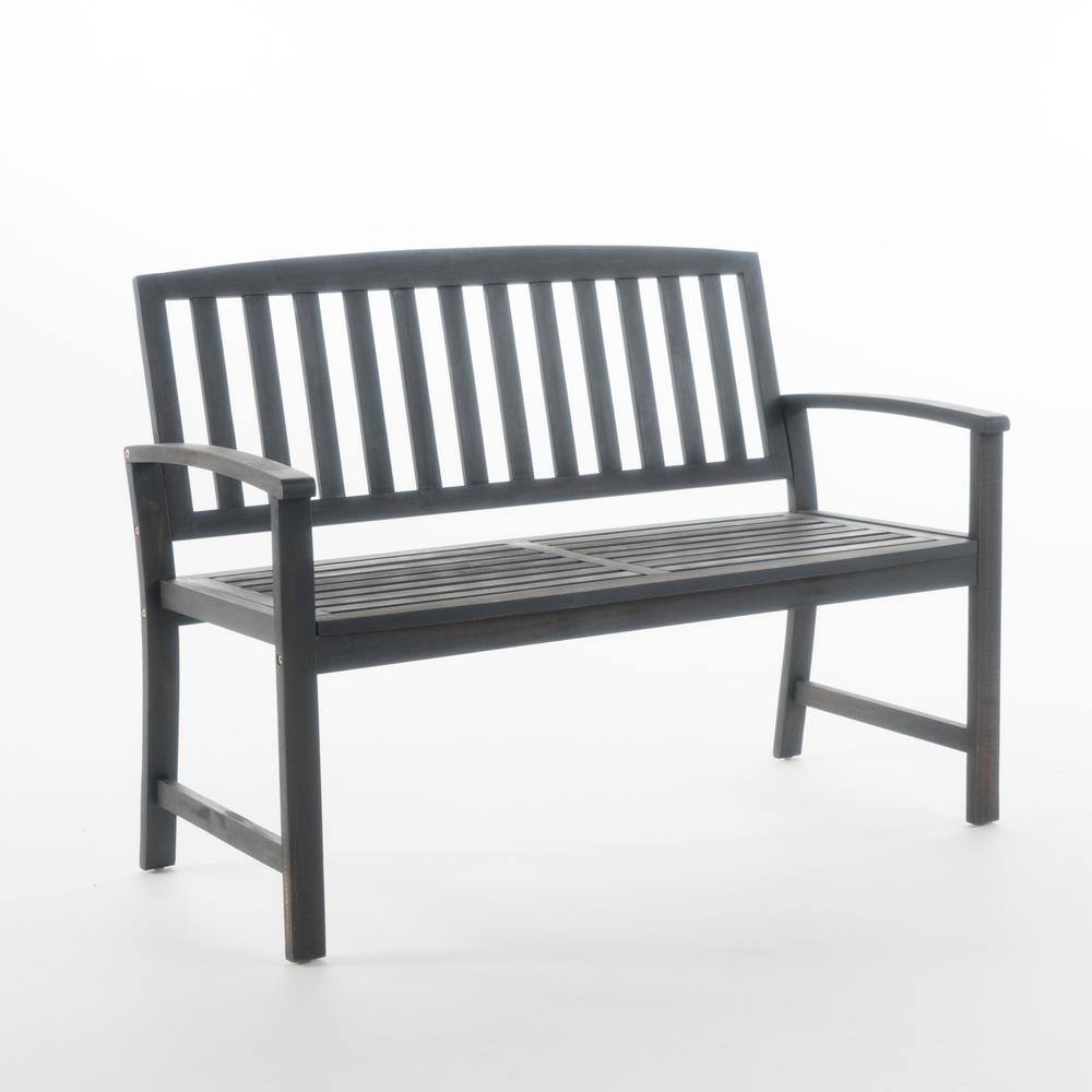 Farmhouse Style 2-Person High-Quality Durable Solid Acacia Wood Outdoor Bench with Back, Stable and Sturdy in Dark Gray price history on PriceWatchPro
