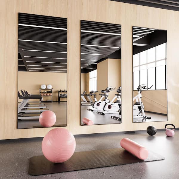 Black 34 in. W x 76 in. H Rectangle Aluminum Alloy Framed Full Length Mirror Freestanding/Wall-Mounted Mirror