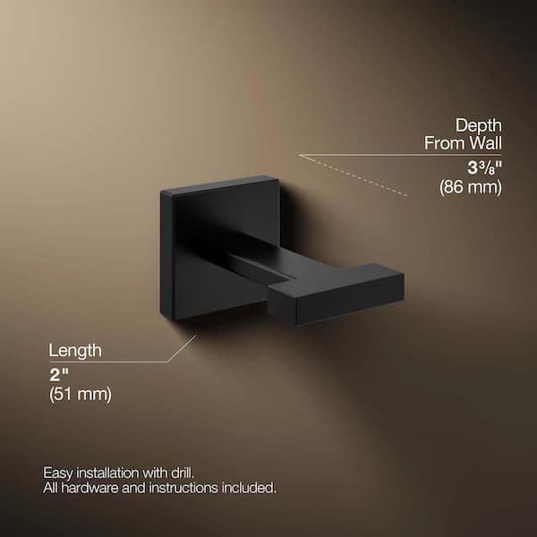 KOHLER Square Knob Robe/Towel Hook in Matte Black 23290-BL - The