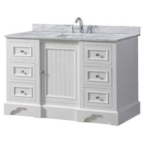Kingwood 48 in. W x 23 in. D x 32.5 in. H Single Sink Bath Vanity in White with White Carrara Marble Top