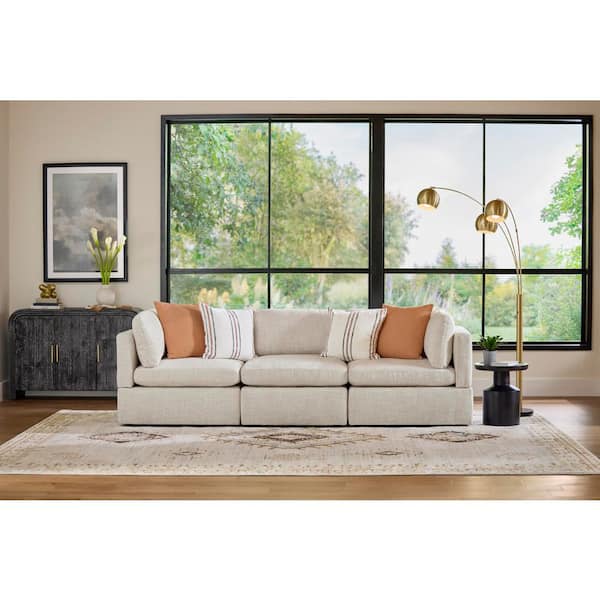 Home Decorators Collection Thorton 105 in. Modular Track Arm Performance Fabric 3-Piece Sofa in Wheat