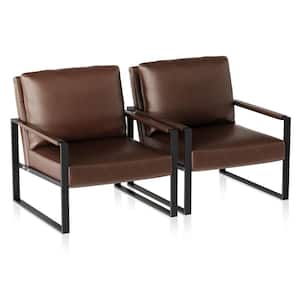 Eureka Vintage Brown Faux Leather Upholstered Accent Chairs (Set of 2)