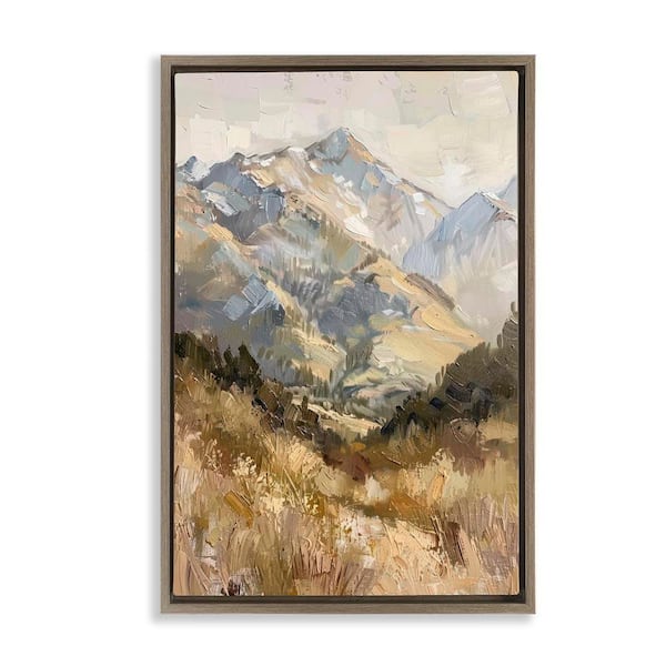 Stupell Industries Rugged Valley View by Petal Prints Design Brown Floater Frame Nature Graphic Art Print 25 in. x 17 in.