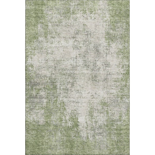 Mayfield Premium Machine Washable Abstract AMF940 Green 5 ft. x 7 ft. 6 in. Area Rug