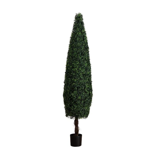 Nearly Natural 7 ft. UV resistant Artificial Boxwood Topiary Cone Tree (Indoor/Outdoor)