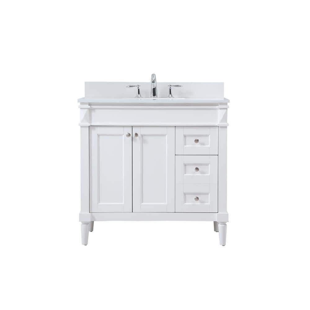 Simply Living 36 in. W x 21 in. D x 35 in. H Bath Vanity in White with Ivor