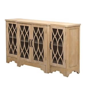 58 in. W x 13.4 in. D x 32 in. H in Natural Wood Soildwood and MDF Ready to Assemble Base Kitchen Cabinet Sideboard
