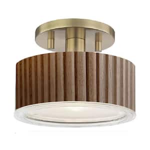 Tambo 10 in. 1-Light Weathered Brass Semi-Flush Mount with No Glass Shade and No Bulbs Included (1-Pack)