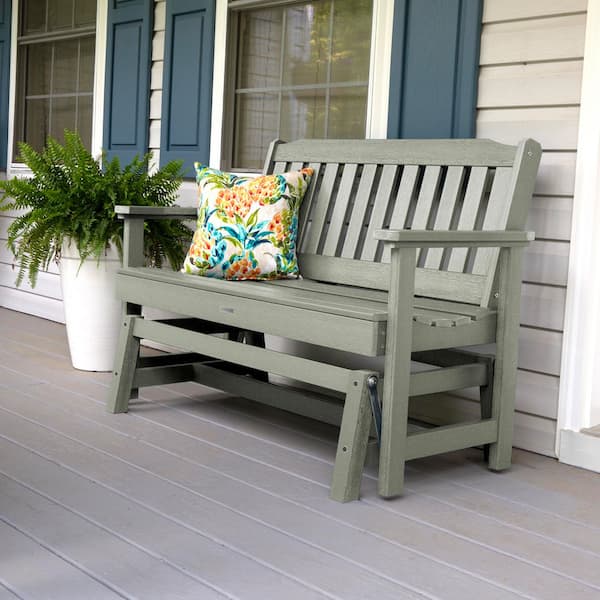 Highwood Lehigh 48 in. 2-Person Eucalyptus Recyled Plastic Outdoor Glider