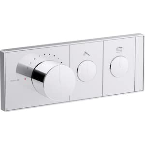 Anthem 2-Outlet Thermostatic Valve Control Panel with Recessed Push Buttons in Polished Chrome