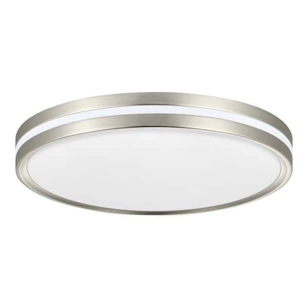 Ashburrow 15 in. Light Brushed Nickel Adjustable CCT Integrated LED Ceiling Flush Mount Fixture with Night Light