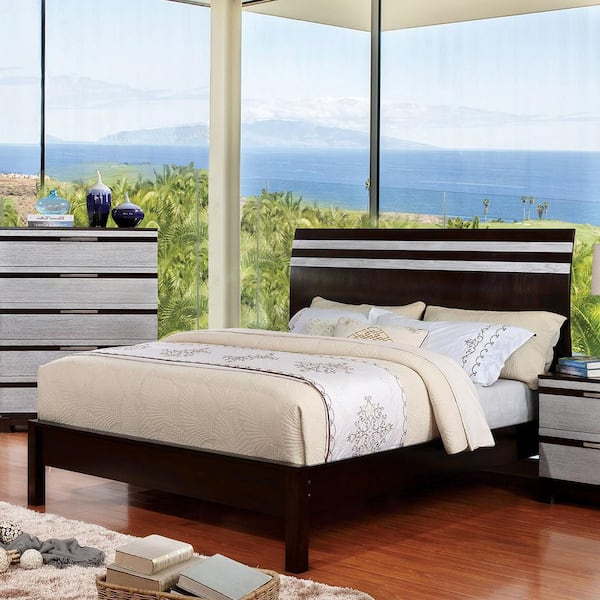 Euclid in Silver, Espresso California King Bed