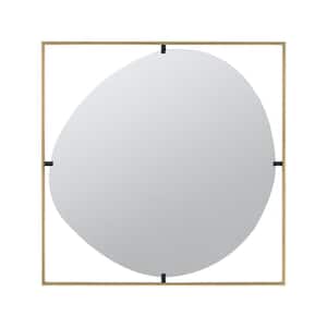 Anky 31.9 in. W x 31.9 in. H Iron Framed Golden Black Wall Mounted Decorative Mirror
