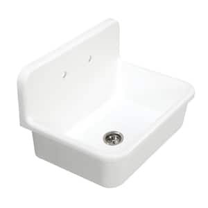 Arcticstone Matte White Solid Surface 30 in. Single Bowl Drop-In Kitchen Sink with Backsplash