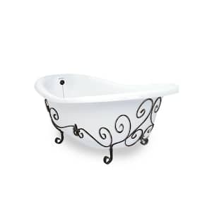 60 in. AcraStone Slipper Clawfoot Non-Whirlpool Bathtub in White and Base in Old World Bronze