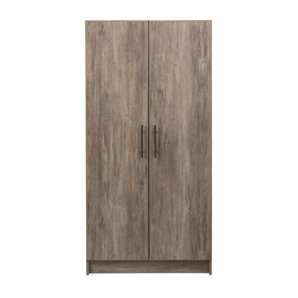 Prepac Elite Drifted Gray Wardrobe Cabinet with Storage 32 in W. x 65 in H. x 21 in D.