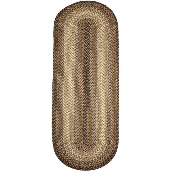 Rhody Rug Ombre Taupetone 2 ft. x 8 ft. Indoor/Outdoor Braided Runner Rug