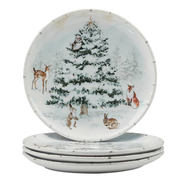 Multi-Colored Winter's Frost Dinner Plates (Set of 4)
