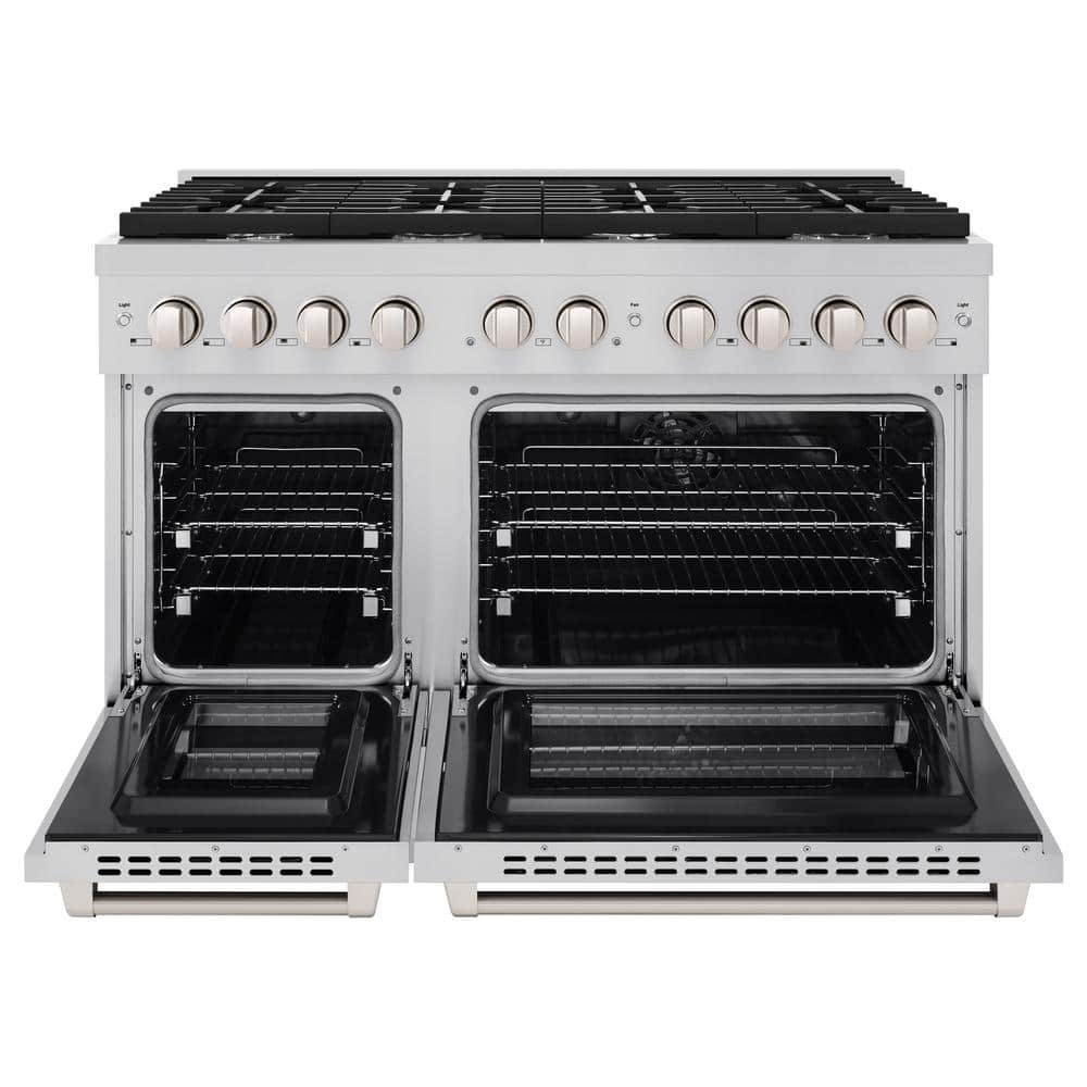 ZLINE 48" Stainless Steel Dual Fuel Range with 8 Burners