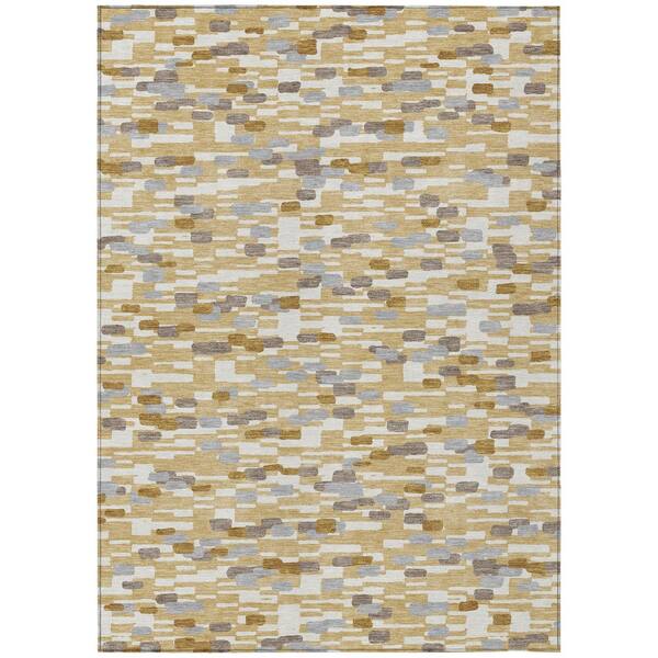 Chantille Machine Washable Indoor/Outdoor Abstract ACN2904 Gold 3 ft. x 5 ft. Area Rug