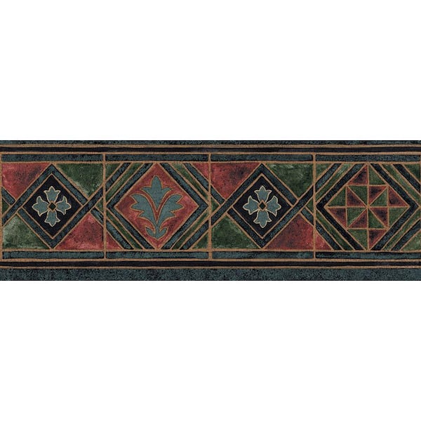 The Wallpaper Company 6.8 in. x 15 ft. Jewel Tone Moroccan Tile Border