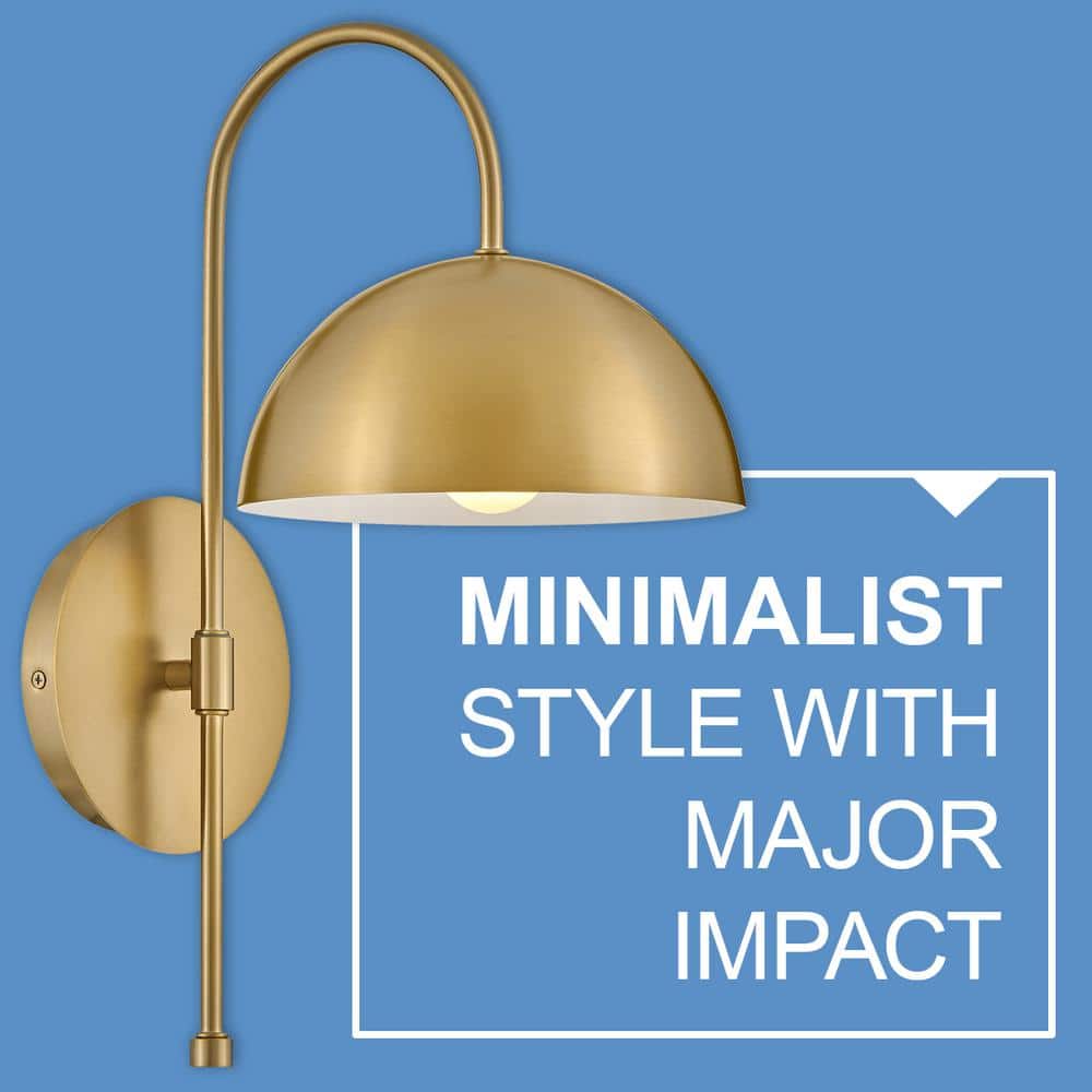 Lou Lacquered Brass and Black Mid-Century Modern Sconce