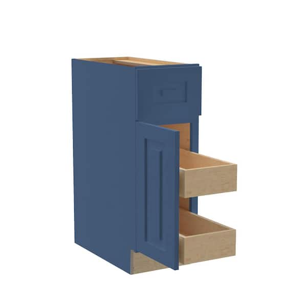 Home Decorators Collection Grayson 12 in. W x 24 in. D x 34.5 in. H Assembled Plywood Base Kitchen Cabinet in Mythic Blue with 2ROT Soft Close LH