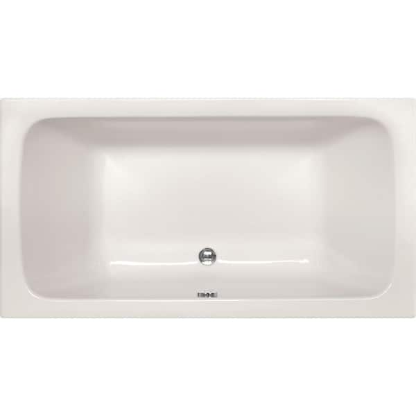 Kira 72 in. x 32 in. Rectangular  Soaking soaker Bathtub with Center Drain in White