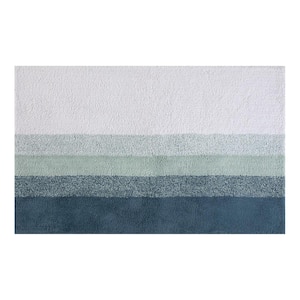 Avebury Blue 30 in. x 50 in. Stripe Cotton Bath Mat