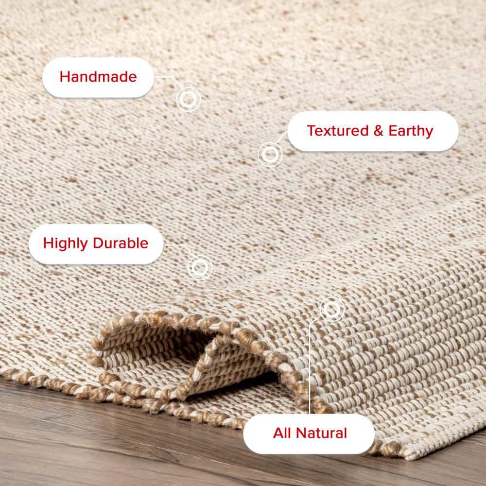 Elfriede Handwoven Jute-Cotton Blend 5x8 Natural Area Rug