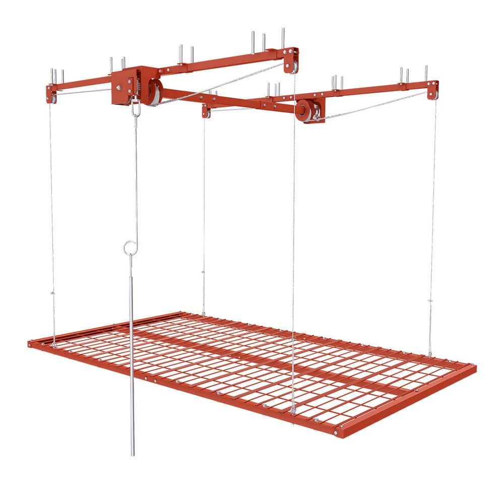 95.98 in. W x 143.7 in. H x 47.24 in. D Orange Steel Adjustable Height Overhead Garage Storage with Safety Lock price history on PriceWatchPro
