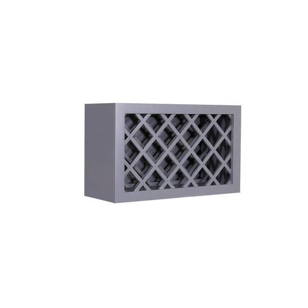 LIFEART CABINETRY Lancaster Gray Plywood Shaker Stock Assembled Wall Wine Rack Cabinet in Gray 36 in. W x 15 in. H x 12 in. D
