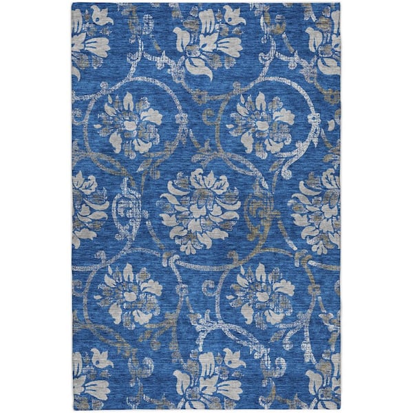 Dream Shag Premium Machine Washable Abstract ADS762 Blue 9 ft. x 12 ft. Area Rug