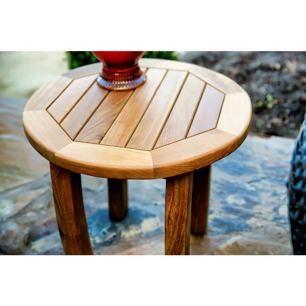 Jakarta 20" Round Teak Wood Outdoor Side Table