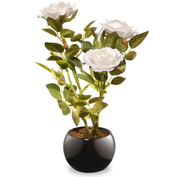 National Tree Company 9.5 in. Artificial White Rose Flower