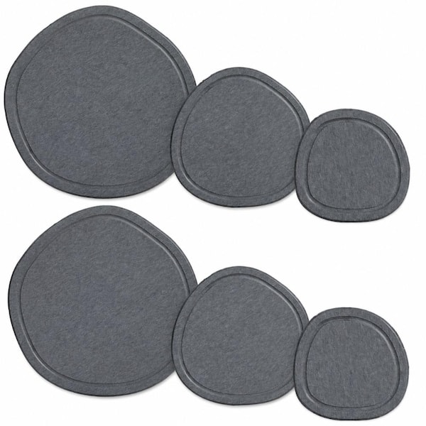 4-6-8 in Diatomite Plant Saucer Drip Tray Set, Deep Gray, No Holes Water Catcher Plates for Indoor Pots, 6-Pack