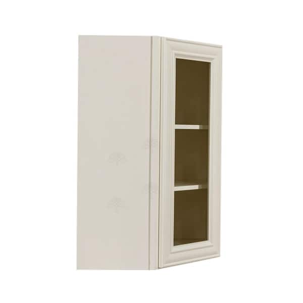 LIFEART CABINETRY Princeton Assembled 24 in. x 30 in. x 12 in. Wall Diagonal Mullion Door Cabinet with 1-Door 2-Shelves in Off-White