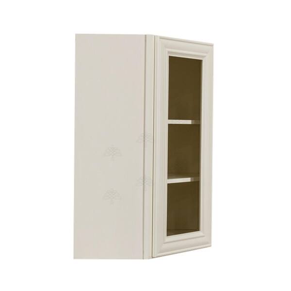 LIFEART CABINETRY Princeton Assembled 24 in. x 36 in. x 15 in. Wall Diagonal Mullion Door Cabinet with 1-Door 2-Shelves in Off-White