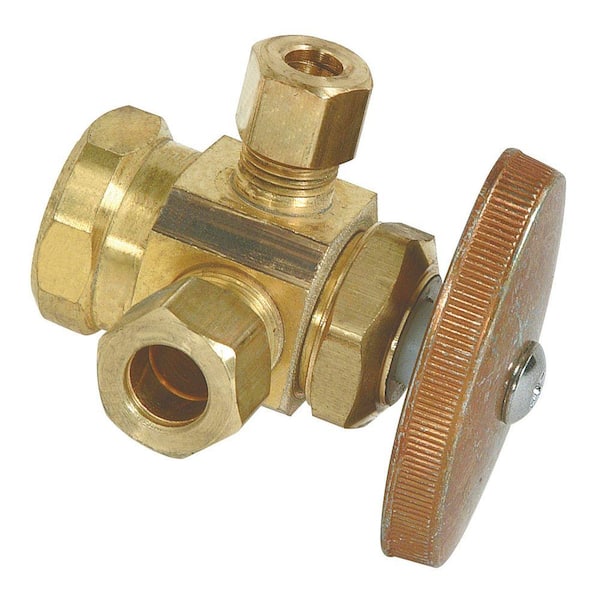 BrassCraft 1/2 in. FIP Inlet x 3/8 in. Compression x 1/4 in. Compression Dual Outlet Multi-Turn Valve