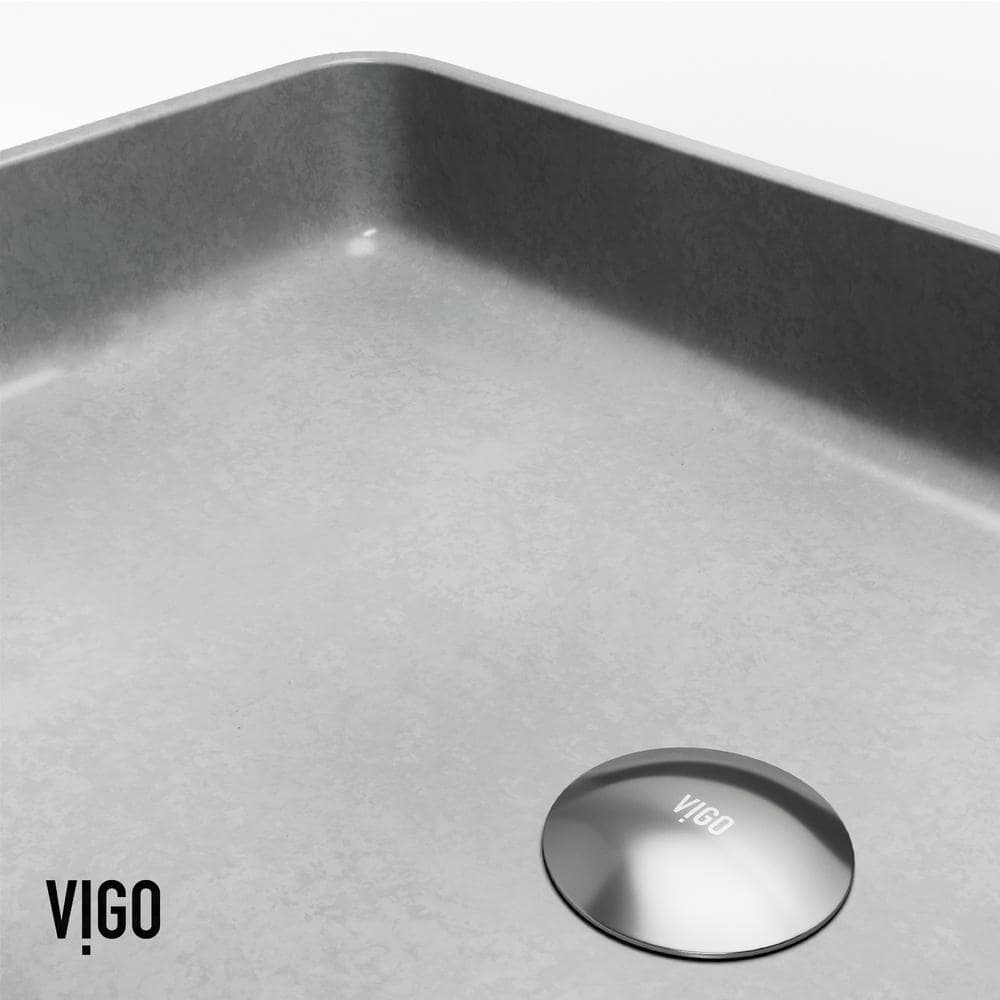Gray Concrete 23" Rectangular Vessel Bathroom Sink