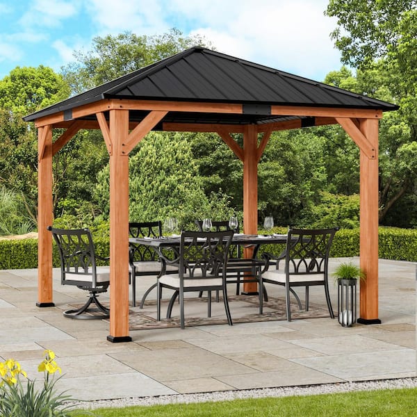 Ultra Series Wood Gazebo 10 ft. x 10 ft. Cedar Framed Wooden Gazebo with Galvanized Steel Roof